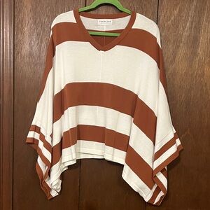 First Love Warm Brown and Cream Sweater Pancho-style Small